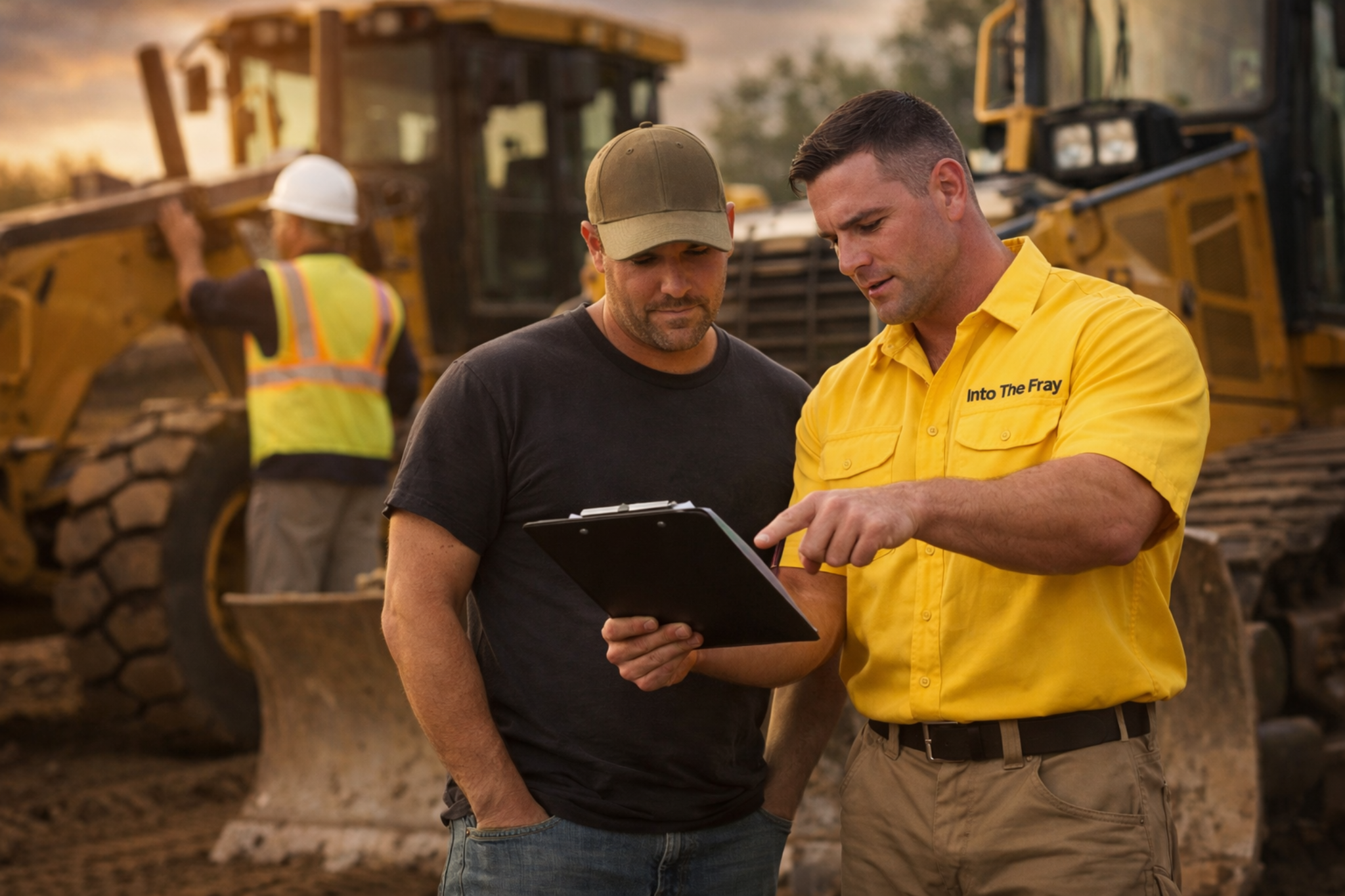 Into The Fray LLC reviewing equipment with an owner before deployment.